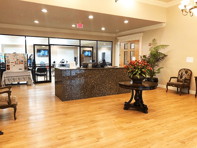 The front lobby at Booker T. Washington Skilled Nursing & Rehabilitation in Shreveport, LA