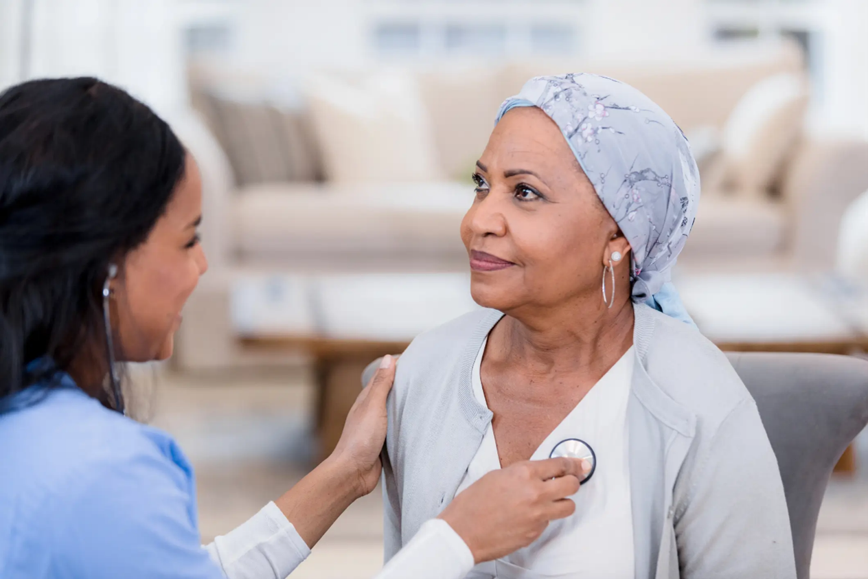 patient at skilled nursing facility in Shreveport, LA gets heart listened to by caring nurse